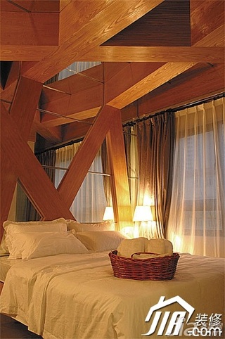 简约风格公寓简洁原木色经济型卧室床图片