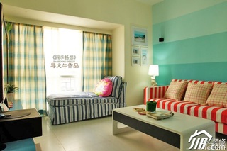 导火牛混搭风格复式小清新富裕型客厅沙发背景墙沙发图片