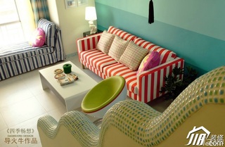 导火牛混搭风格复式小清新富裕型客厅沙发效果图