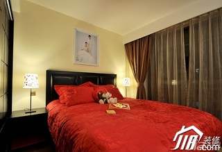 混搭风格小户型大气红色经济型卧室卧室背景墙床图片