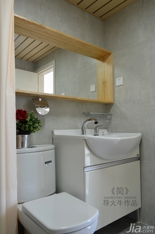 导火牛简约风格公寓简洁白色经济型卫生间背景墙洗手台效果图