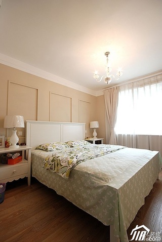 混搭风格公寓简洁130平米卧室卧室背景墙床效果图