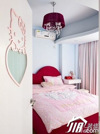 简约风格公寓可爱5-10万90平米卧室床图片