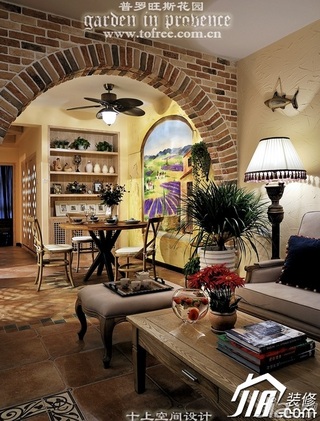 十上美式乡村风格公寓富裕型130平米客厅沙发效果图