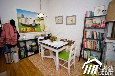 公寓装修,经济型装修,混搭风格,餐厅,灯具,餐桌,书架,餐厅背景墙