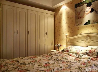 田园风格公寓温馨经济型90平米卧室卧室背景墙床效果图