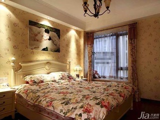 田园风格公寓温馨经济型90平米卧室卧室背景墙床图片
