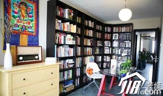 混搭风格公寓经济型90平米书房书架婚房家装图片