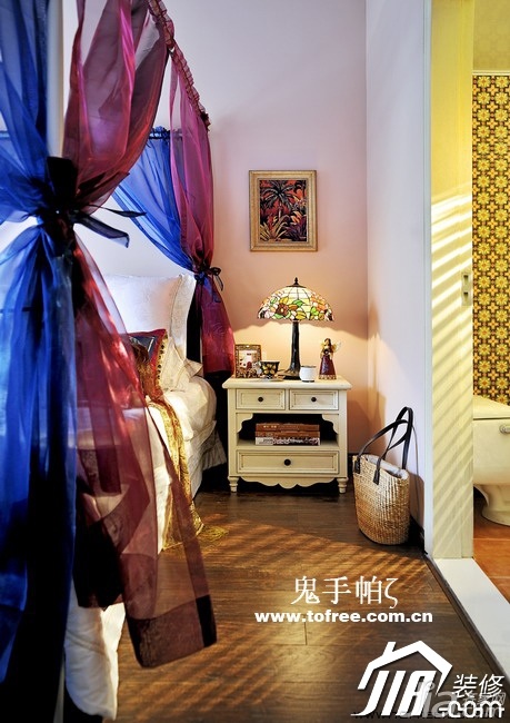 鬼手帕,140平米以上装修,混搭风格,富裕型装修,卧室,床头柜,床,窗幔,床头柜