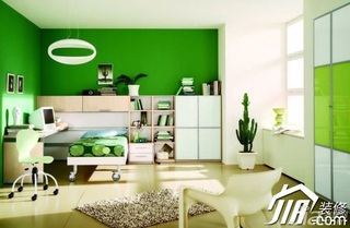 小清新绿色儿童房儿童床效果图