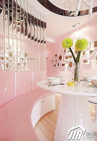 简约风格小户型梦幻粉色5-10万餐厅餐厅背景墙餐桌效果图