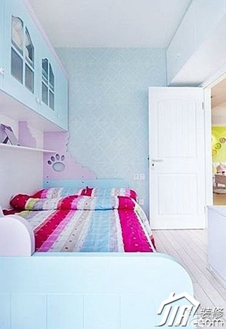 简约风格小户型蓝色5-10万卧室床效果图