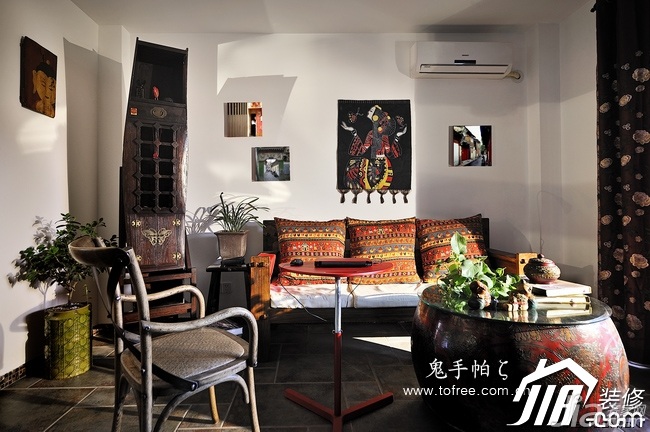 鬼手帕,5-10万装修,富裕型装修,二居室装修,中式风格,50平米装修,客厅,沙发,茶几