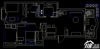 鬼手帕中式风格二居室5-10万50平米户型图