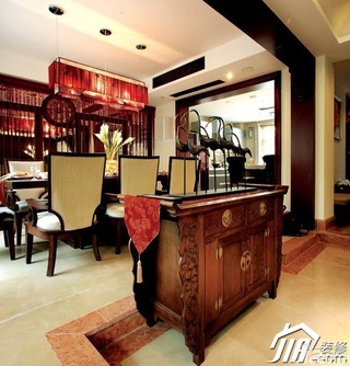 中式风格公寓富裕型90平米餐边柜图片