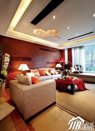 中式风格公寓富裕型90平米客厅沙发图片