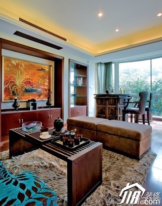 中式风格公寓富裕型90平米客厅沙发效果图