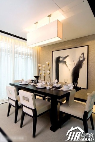 中式风格公寓艺术富裕型90平米餐厅吧台餐桌图片