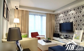 简约风格公寓简洁豪华型110平米客厅电视背景墙沙发效果图