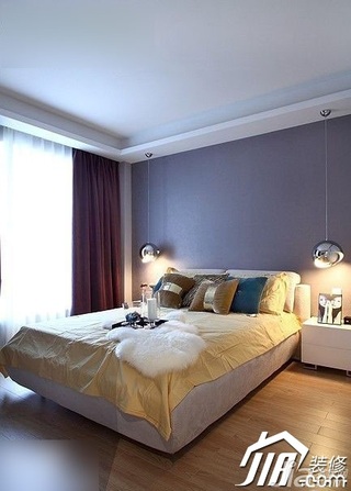 简约风格公寓豪华型110平米卧室窗帘图片
