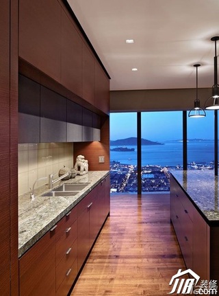简约风格公寓原木色富裕型110平米橱柜图片