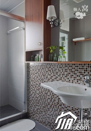 混搭风格小户型富裕型卫生间背景墙洗手台婚房设计图