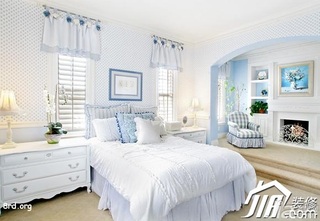 田园风格三居室简洁白色5-10万卧室卧室背景墙床效果图
