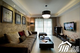 混搭风格公寓富裕型130平米客厅窗帘效果图