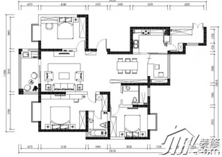 混搭风格公寓富裕型130平米设计图