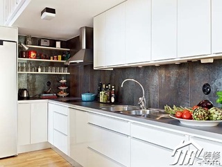 简约风格公寓白色富裕型120平米厨房橱柜订做