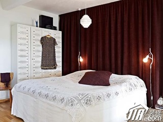 简约风格公寓舒适富裕型120平米卧室床图片