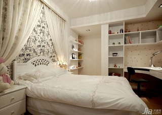 简洁白色儿童房卧室背景墙床效果图