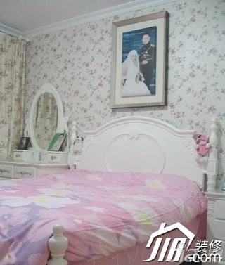 田园风格小户型浪漫5-10万卧室卧室背景墙床图片