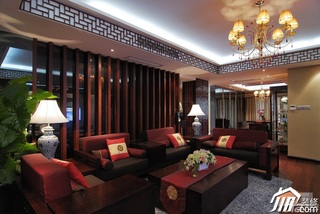 中式风格公寓民族风富裕型110平米客厅沙发效果图
