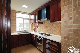 中式风格公寓富裕型110平米厨房橱柜定制