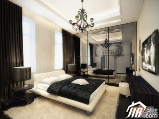 简约风格公寓大气黑白富裕型100平米卧室卧室背景墙床图片
