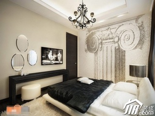 简约风格公寓简洁黑白富裕型100平米卧室卧室背景墙床效果图