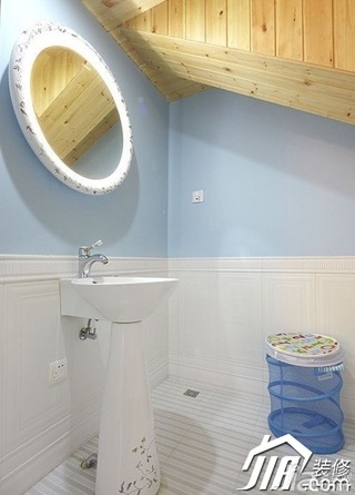 loft风格复式蓝色15-20万卫生间背景墙洗手台婚房家装图片