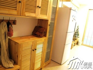 日式风格小户型原木色经济型60平米玄关玄关柜效果图