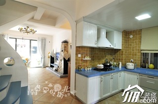 非空地中海风格复式原木色140平米以上厨房橱柜设计图纸