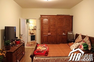 美式乡村风格小户型经济型40平米卧室床图片