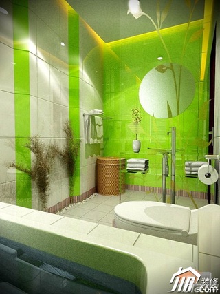 简约风格公寓小清新绿色富裕型90平米卫生间设计图纸