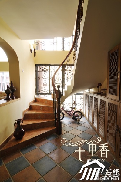 非空,复式装修,新古典风格,富裕型装修,厨房,楼梯,隔断