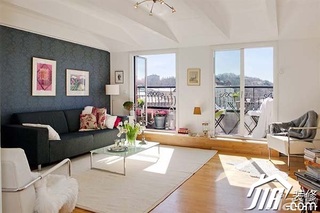简约风格公寓富裕型80平米客厅沙发图片