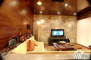 地中海风格公寓原木色经济型110平米客厅沙发效果图