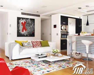 简约风格公寓简洁富裕型80平米客厅沙发背景墙沙发效果图