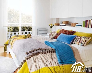 简约风格公寓舒适富裕型80平米卧室卧室背景墙床效果图