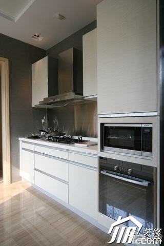 混搭风格复式实用米色20万以上厨房橱柜设计