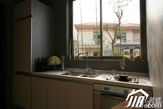 混搭风格复式实用米色20万以上厨房橱柜设计