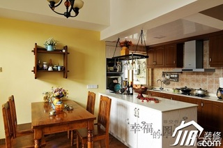 非空美式乡村风格复式艺术原木色厨房吧台橱柜效果图